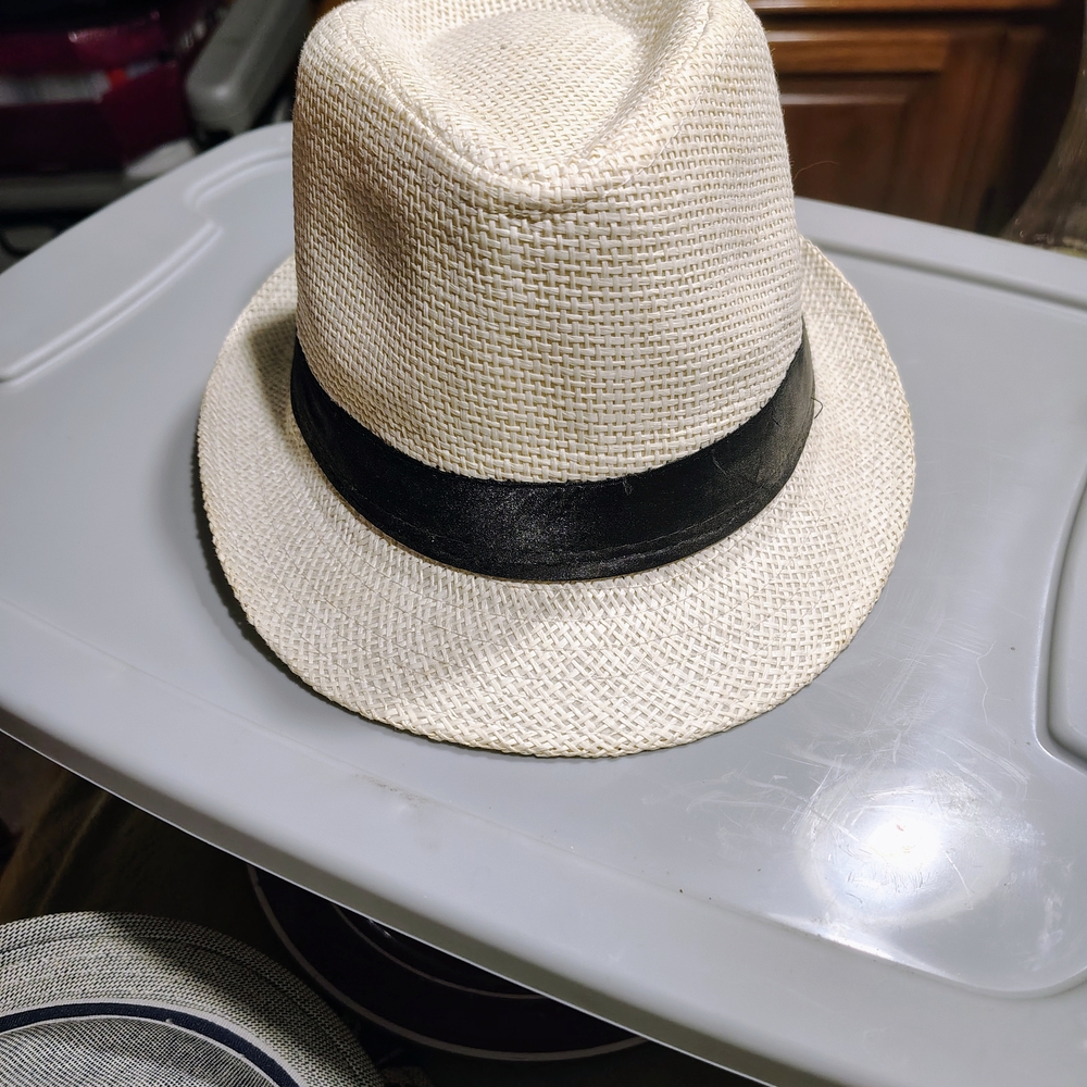Stylish Cream Fedora with Black Band